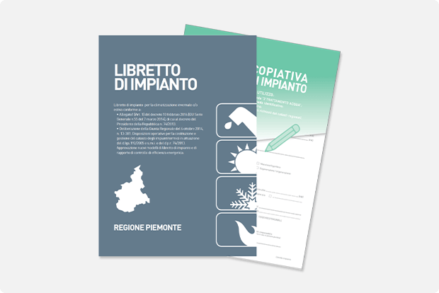 Libretto 24 pag. impianti domestici regione Piemonte con scheda copiativa